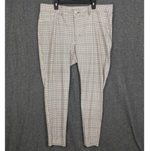Seven7‎ Womens Plus 18W Skinny Houndstooth Pants Brown Tan Stretch Trousers